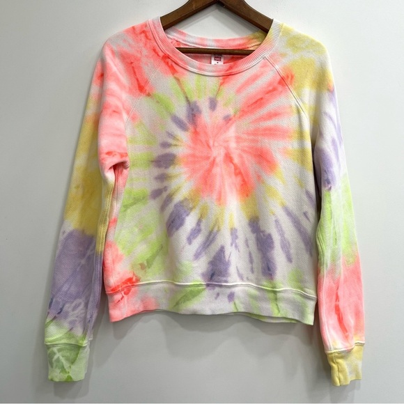 RE/DONE tie dye sweatshirt Hanes Classic Raglan Crewneck Neon Spiral Dye Medium - Picture 2 of 9
